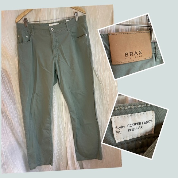 BRAX Cooper Fancy Regular Pale Green Pants, 38/32 - Picture 1 of 13